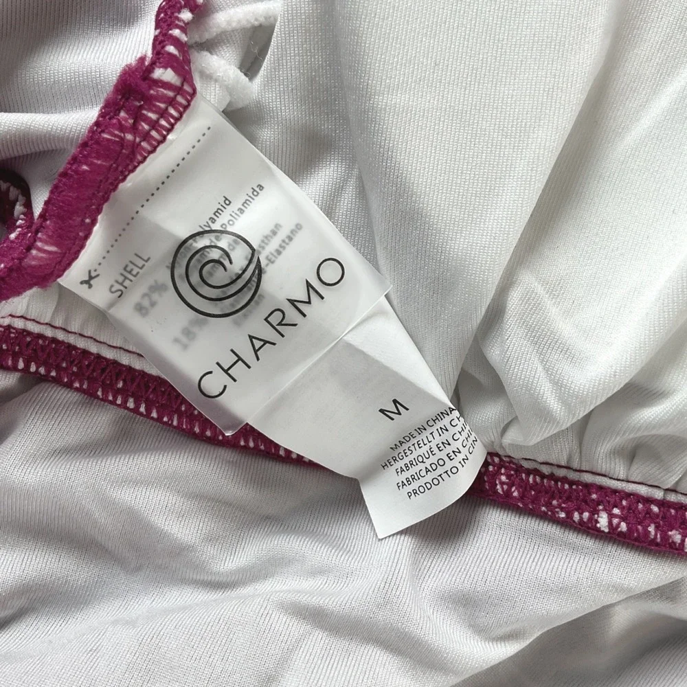 Charmo Womens Maternity One Piece Swimsuit Plum Scalloped Ruched‎ UPF 50+ Size M